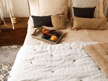 plaid de lino relleno de lana merino